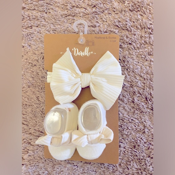 Other - NEWBORN BOOTIES AND MATCHING HAIR BAND NWT